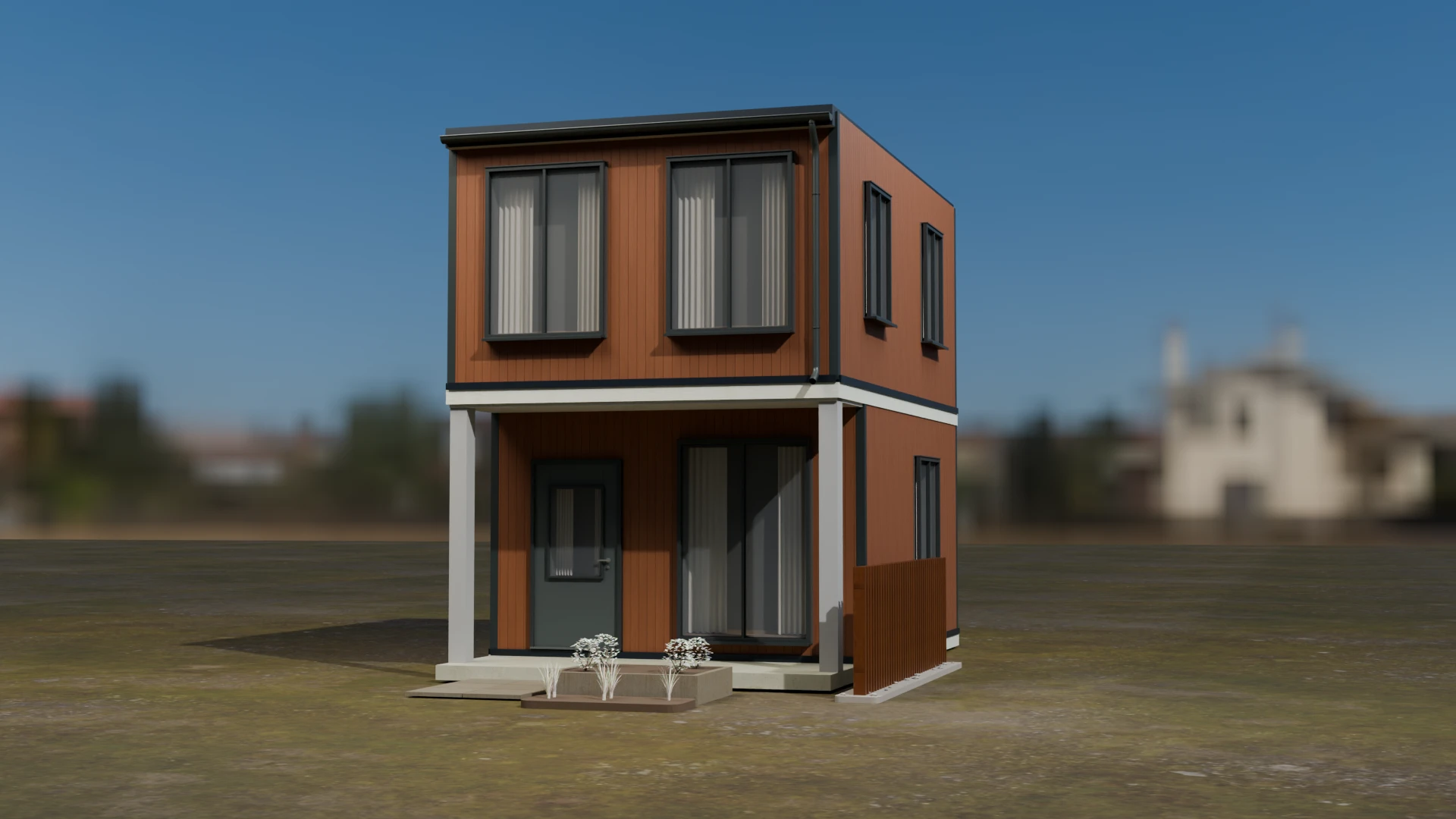 Amberwood wood-look steel on the same architecture