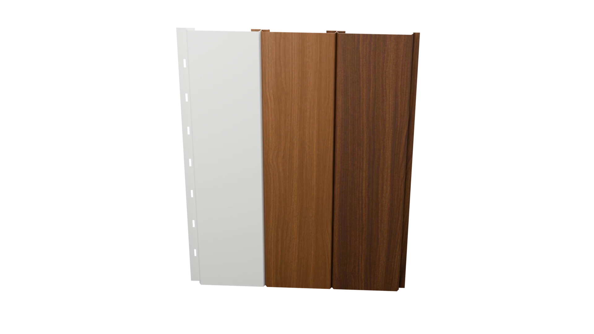 Espresso, Acorn and Ice White TerraGroove panels connected into one section
