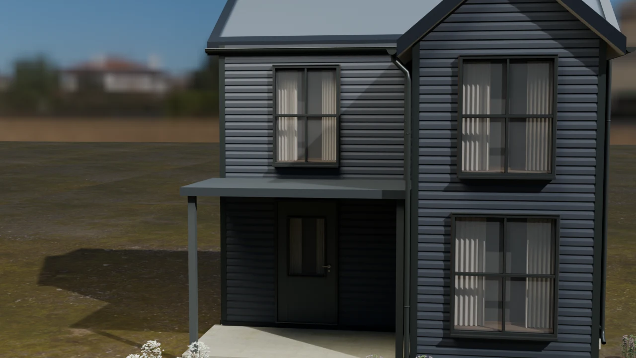 Foundry Grey on the residential porch and facade